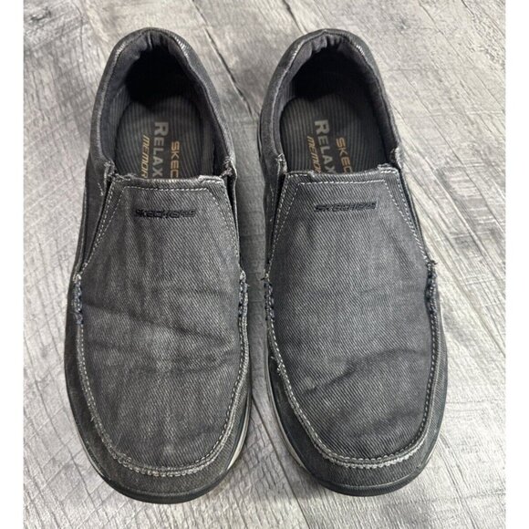 Skechers Avillo Loafers Mens 8.5 Black Relaxed Fit Memory Foam Shoes Slip On - Picture 2 of 9